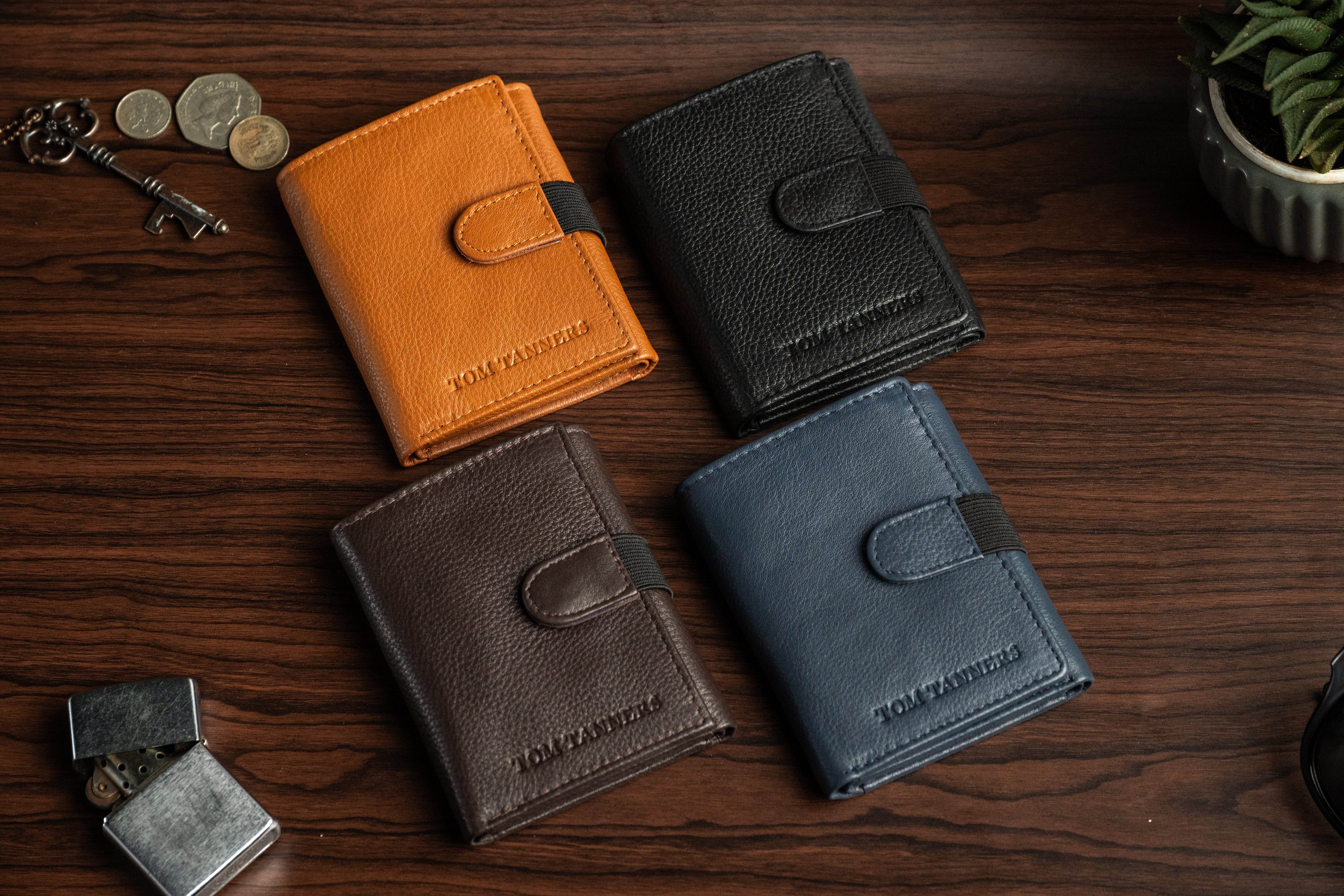 Men’s Trifold Wallet with Extra Card Flap & Elastic Closure - Tom Tanners