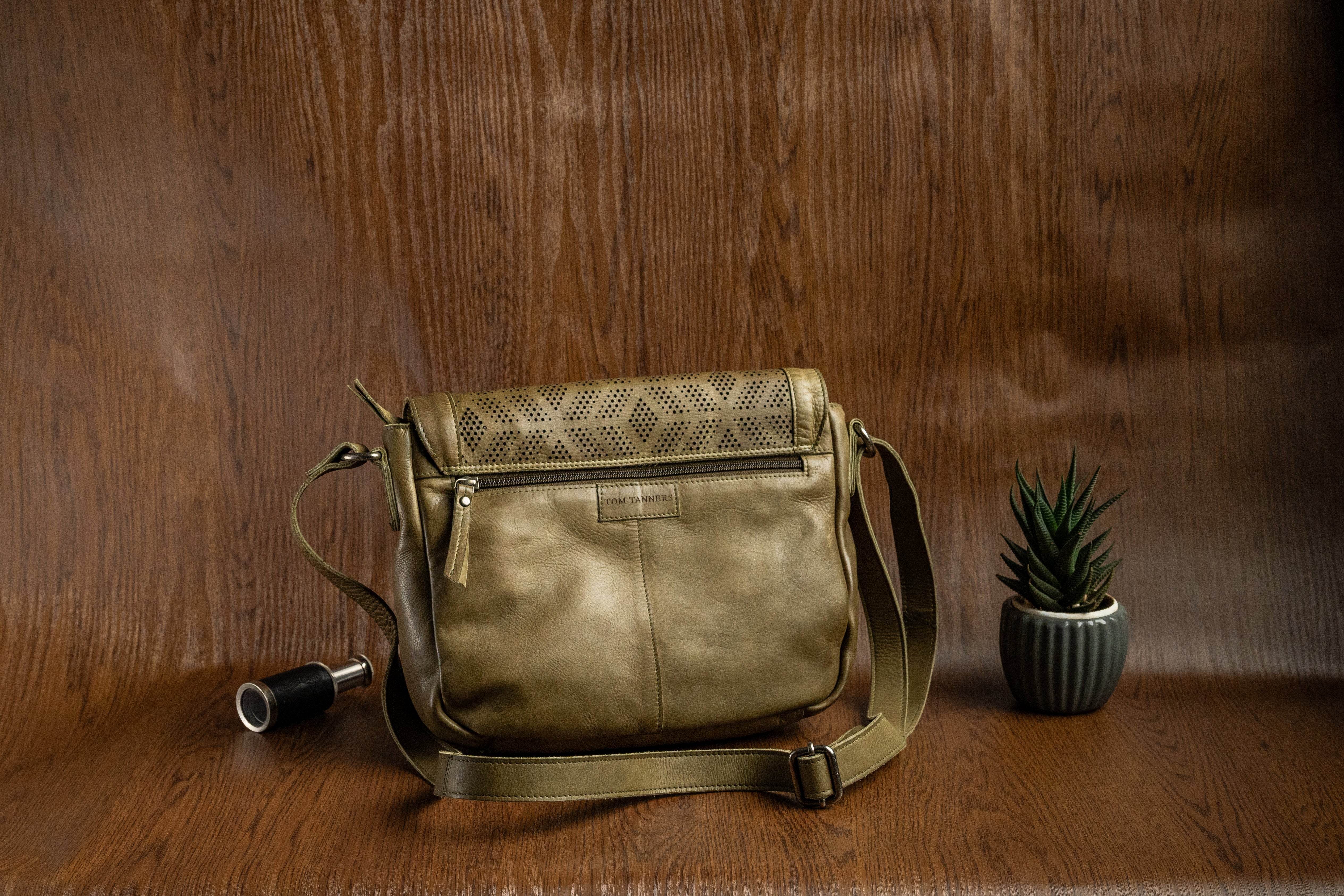 Ladies Leather Sling Bag with Handcrafted Perforated Design - Tom Tanners