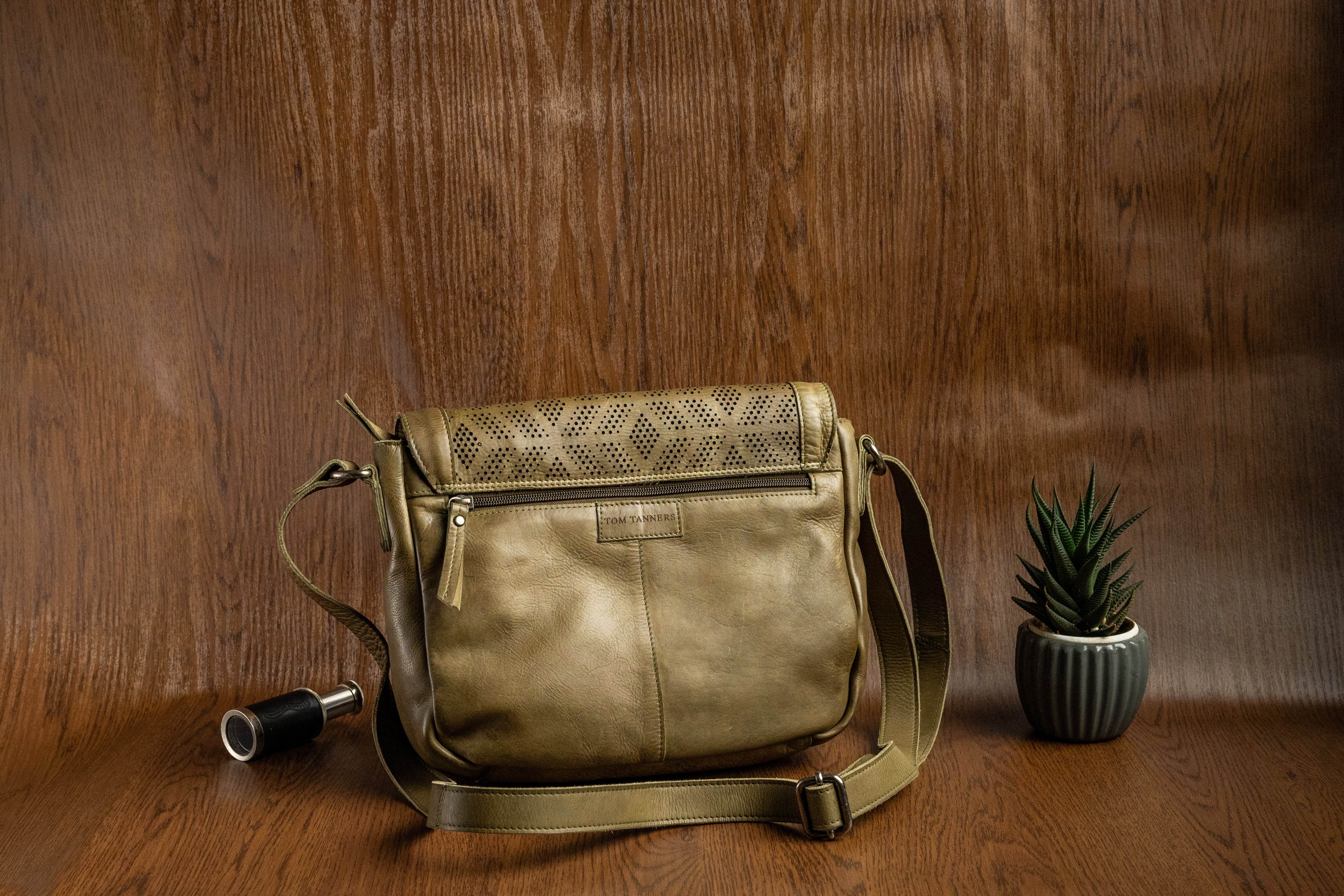 Ladies Leather Sling Bag with Handcrafted Perforated Design - Tom Tanners