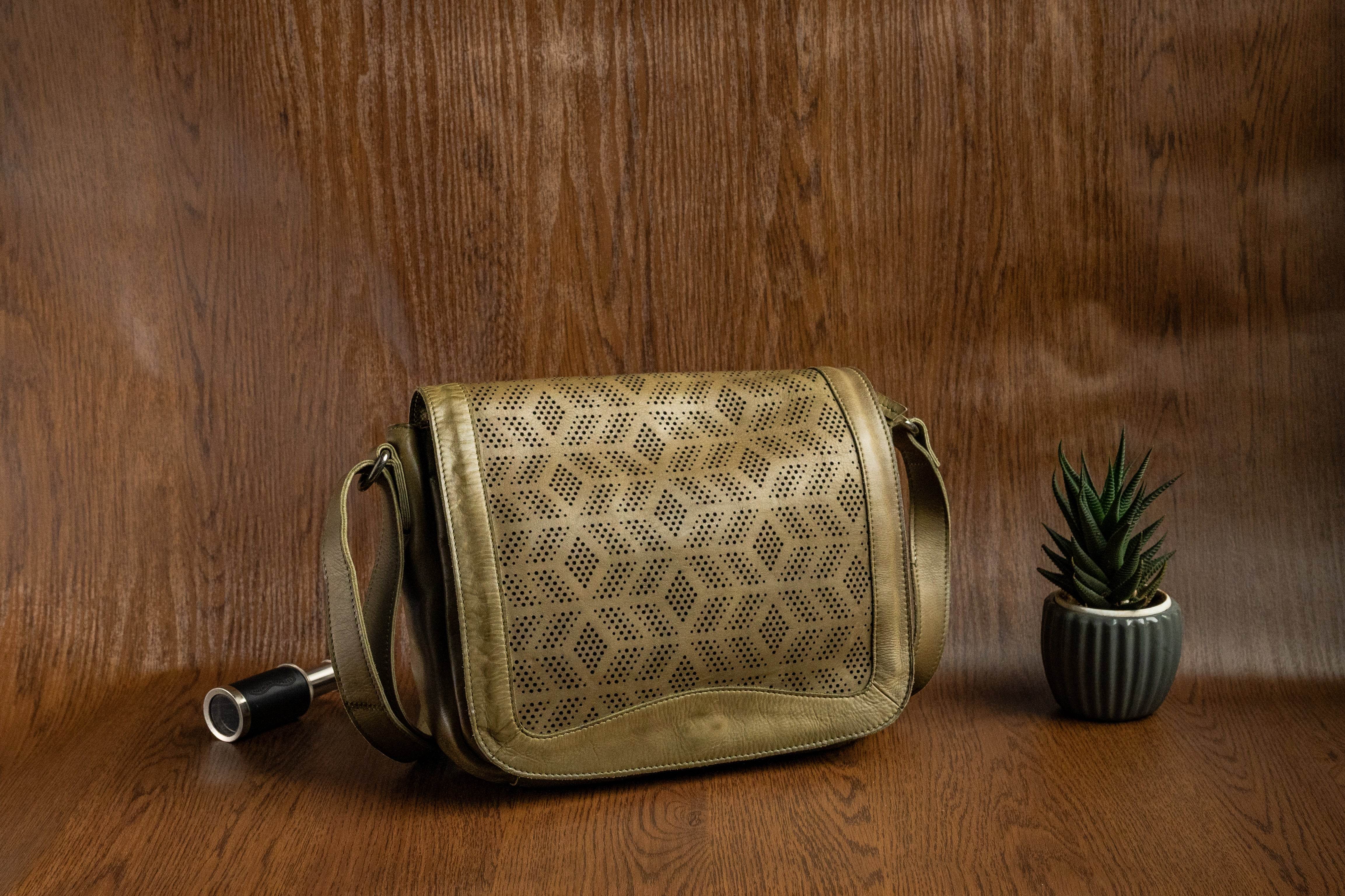 Ladies Leather Sling Bag with Handcrafted Perforated Design - Tom Tanners
