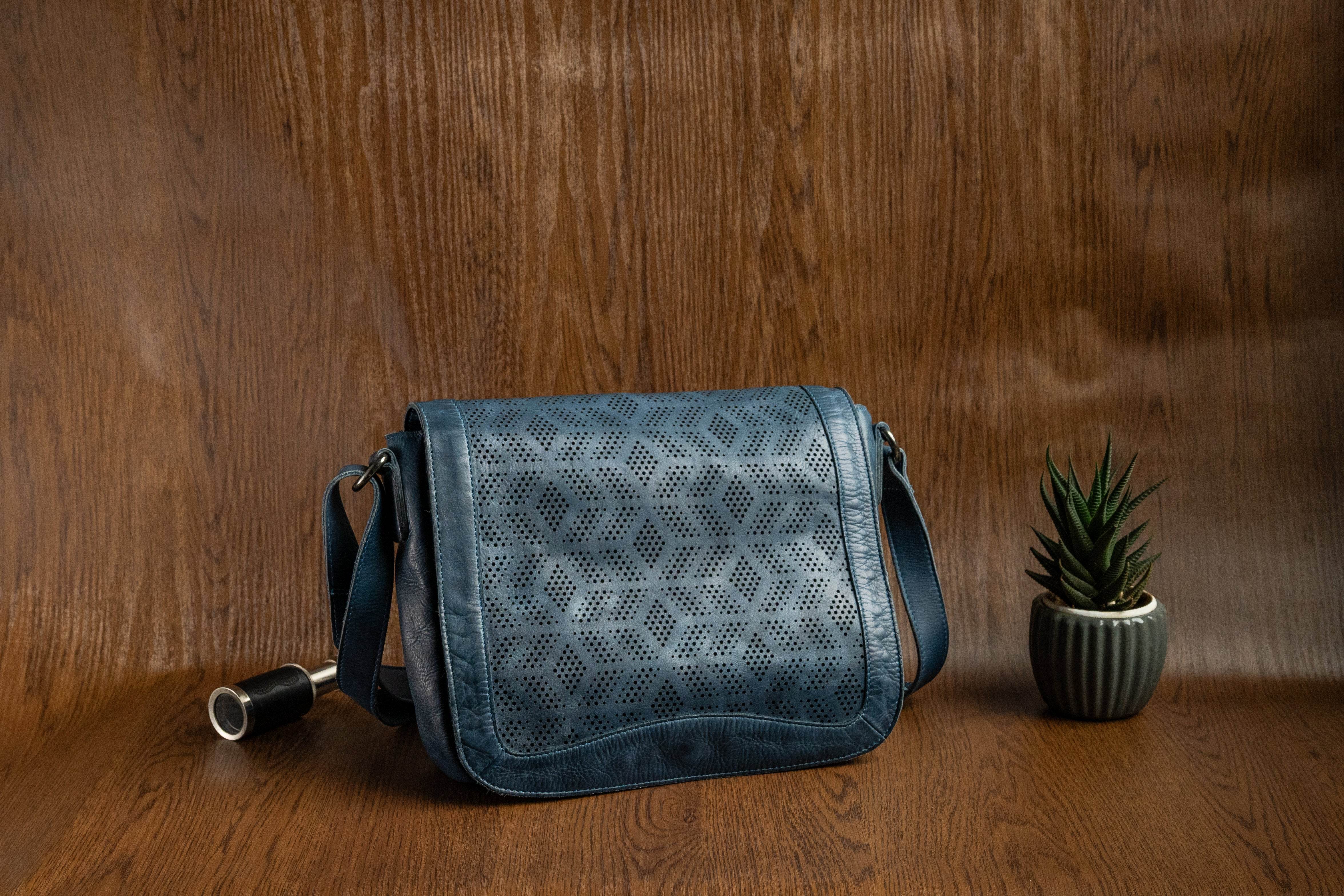 Ladies Leather Sling Bag with Handcrafted Perforated Design - Tom Tanners