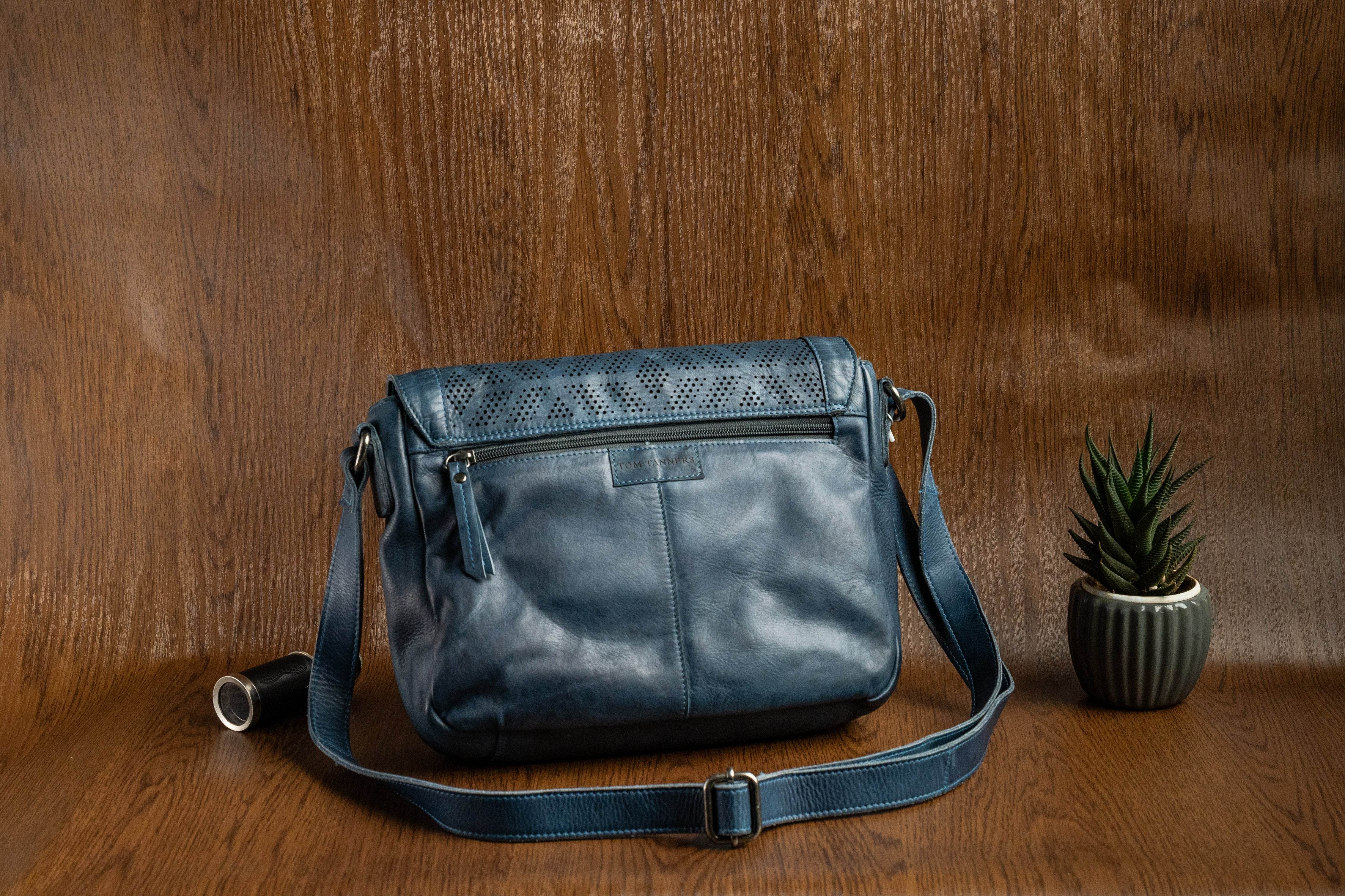 Ladies Leather Sling Bag with Handcrafted Perforated Design - Tom Tanners