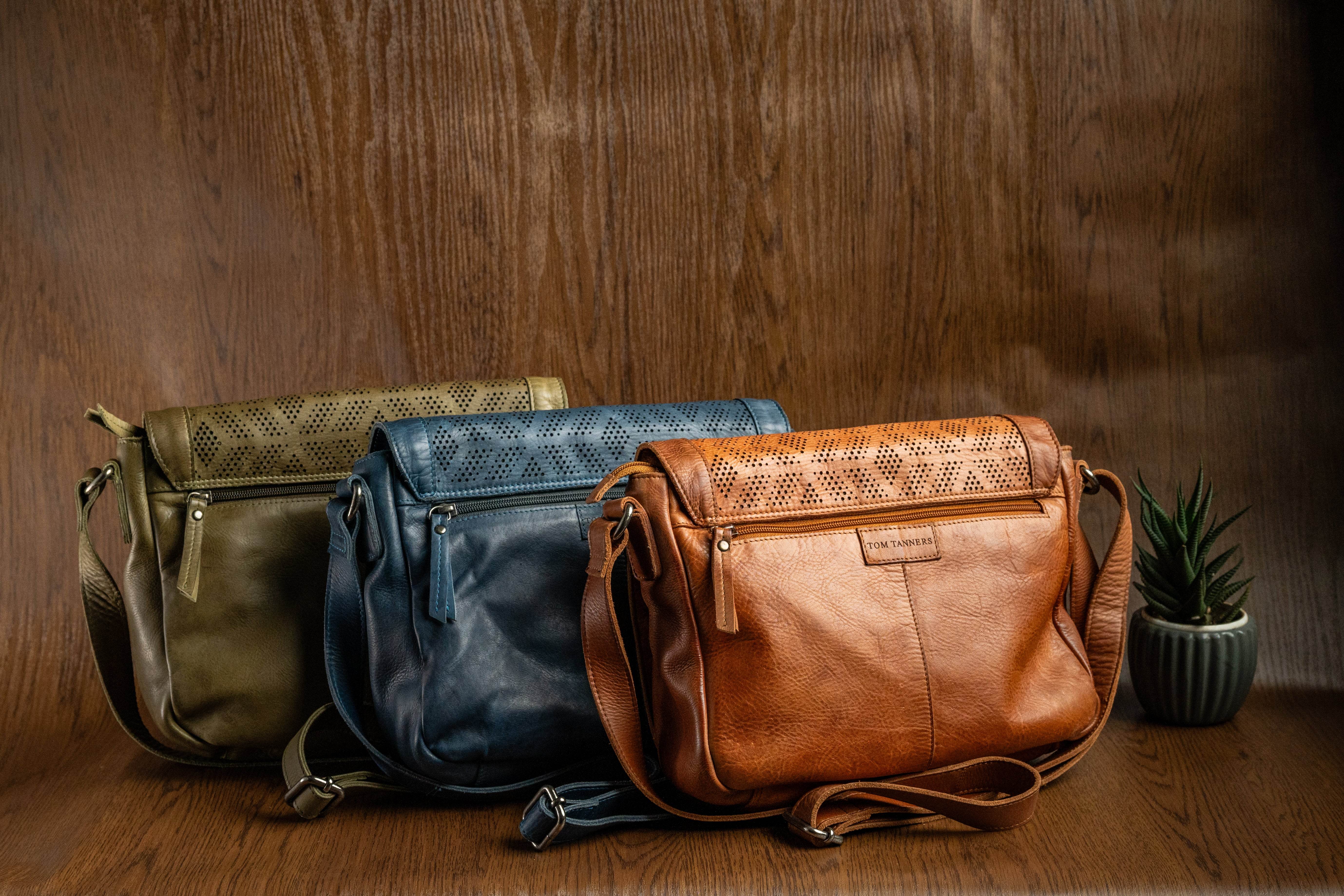 Ladies Leather Sling Bag with Handcrafted Perforated Design - Tom Tanners