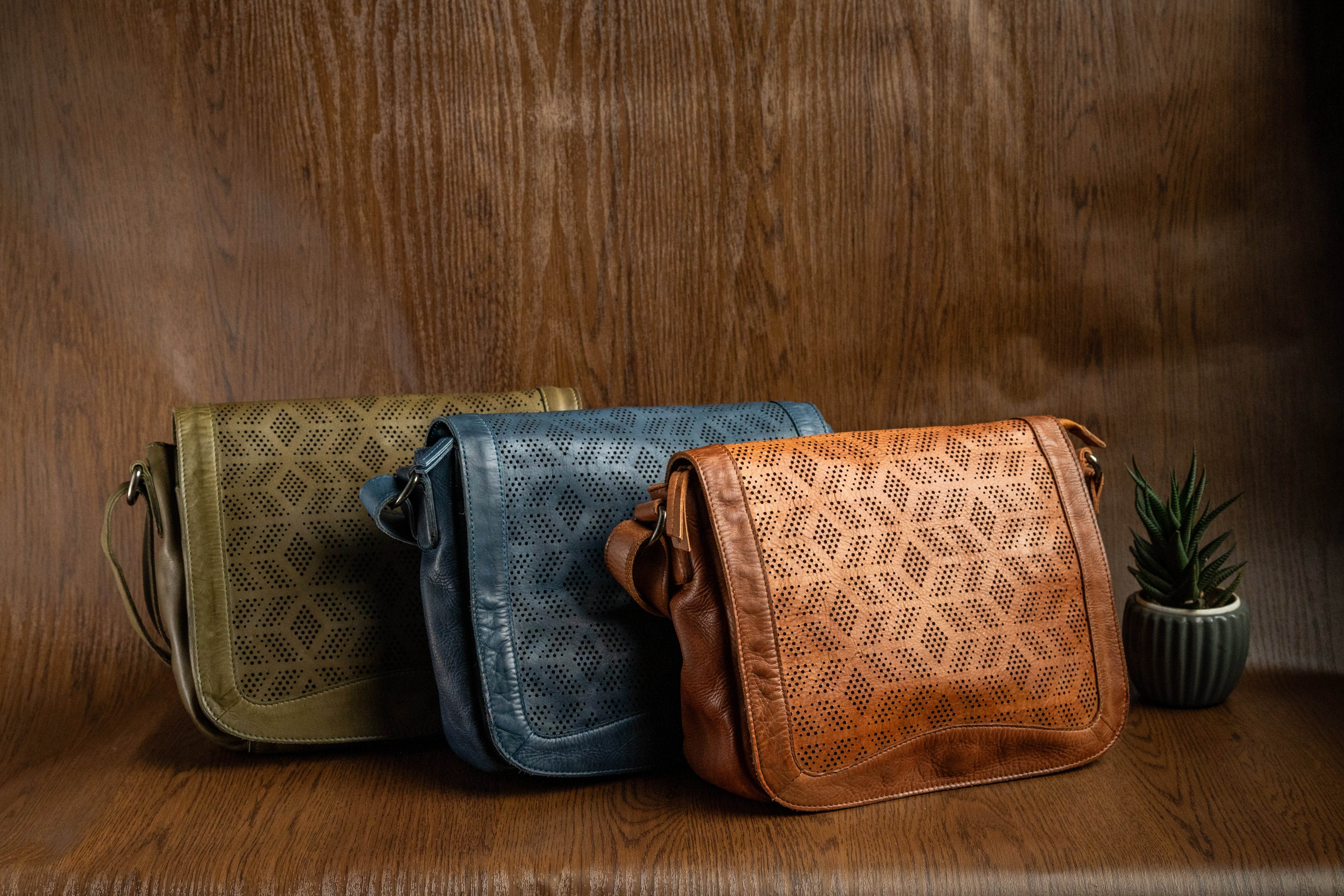 Ladies Leather Sling Bag with Handcrafted Perforated Design - Tom Tanners